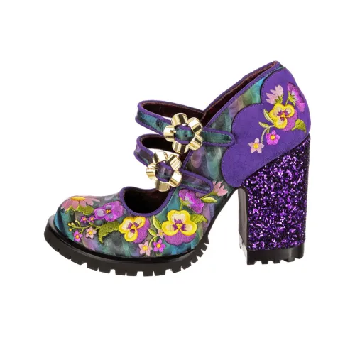 IRREGULAR CHOICE Best Цветочная почка Грубый каблук Туфли Мэри Джейн Женские Фиолетовый