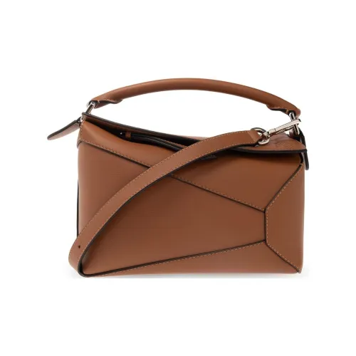 LOEWE Пазл Коровья кожа Сумка Сумка через плечо Сумка через плечо Маленькая Женская Коричневая
