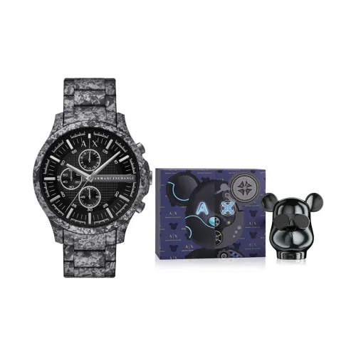 ARMANI EXCHANGEAE Мужские часы Кварцевый механизм Ремешок из нержавеющей стали 46 мм Черный циферблат