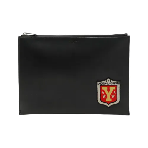 SAINT LAURENT Кожа Планшет Сумка Клатч Стандартный Мужской Черный