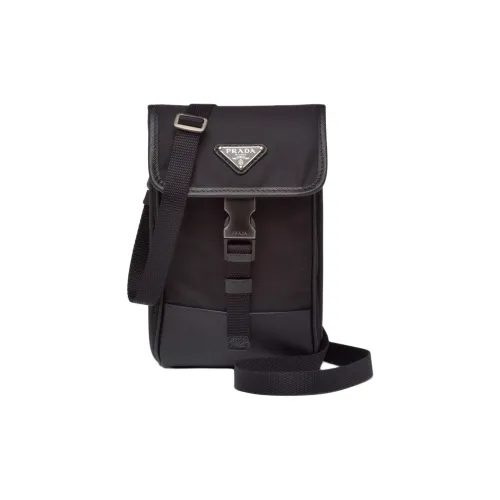 PRADA Переработанный нейлон одно плечо через плечо чехол для телефона мужской черный