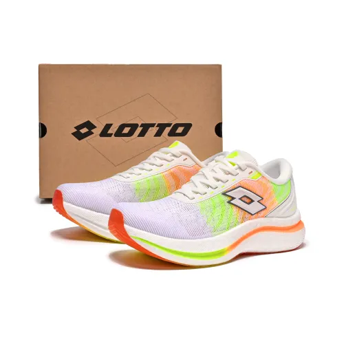 LOTTO Амортизация Поддержка Легкий Низкий Топ Беговые кроссовки Женские Белый Неоново-оранжевый
