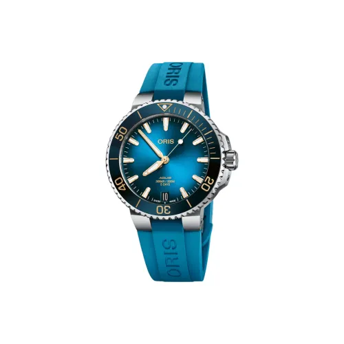 Oris Автоматический Механический Часы Мужские Часы 41,5 мм Синий Циферблат Корпус из Нержавеющей Стали Резиновый Ремешок
