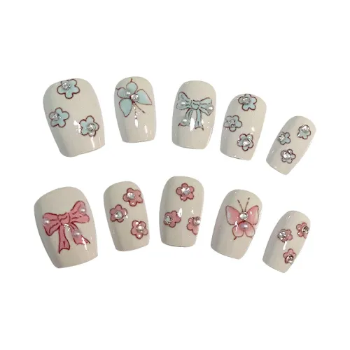 T Z Luxe Handmade Nail Polish Цветочный Животные Бабочка False Nail Короткий Flashing 16mm