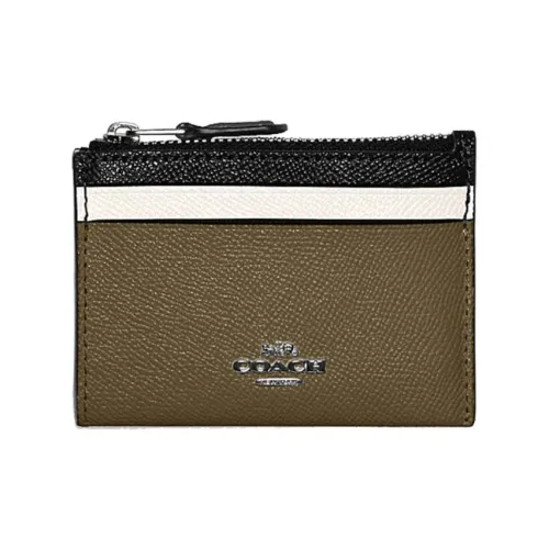 COACH Кожа Сумка для документов Картхолдер Мини Женский Оливково-зеленый