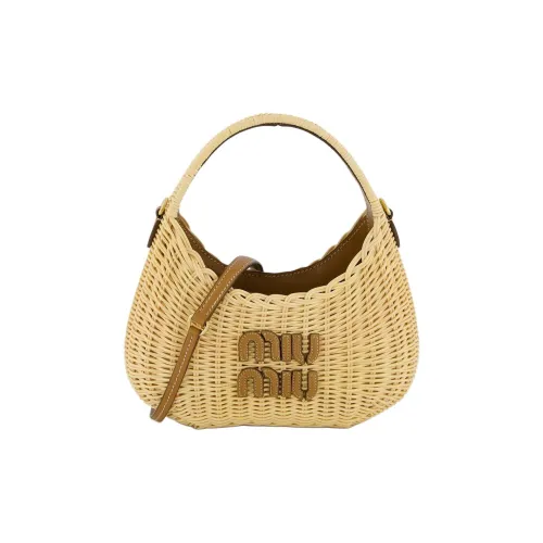 MIU MIU Прутья ивы Wood Сумка через плечо Сумка Мини Женская Бежевая