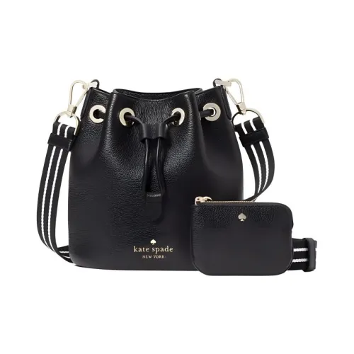 Kate Spade Галька Кожа Сумка-ведро Сумка через плечо Мини Женская Черная