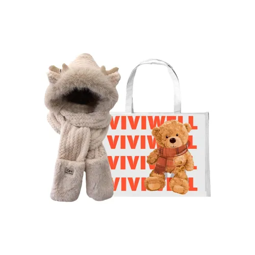 VIVIWELL Плюшевый шарф с капюшоном и плюшевая шапка унисекс