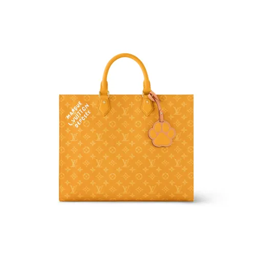 LOUIS VUITTON Sac Plat Монограмма Heritage Покрытый холст Тоут Сумка Сумка для покупок Сумка на плечо Сумка Мужская Оранжевая