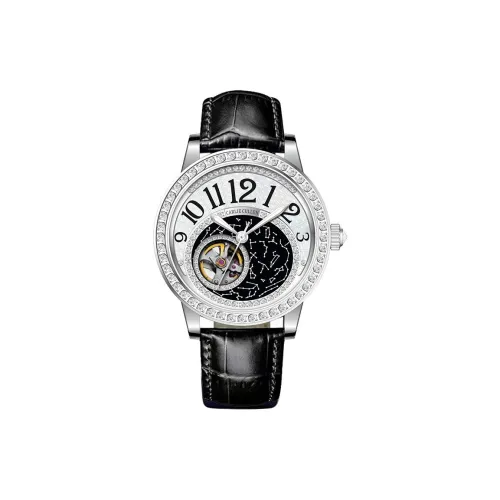 CARLIECULLEN Механические часы ремень из натуральной кожи женские часы белый циферблат