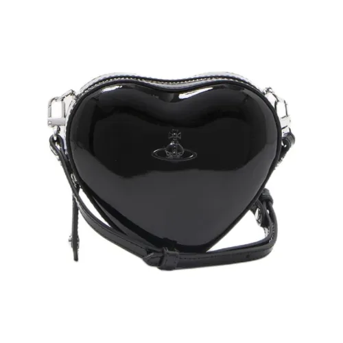 Vivienne Westwood GRAIN LEATHER Сумка в форме сердца Сумка через плечо Мини Женская Черная