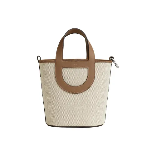 HERMES In The Loop Холст с Swift Телячья кожа Сумка из холста Корзинка-сумка Свиной нос Сумка-ведро Сумка Женская