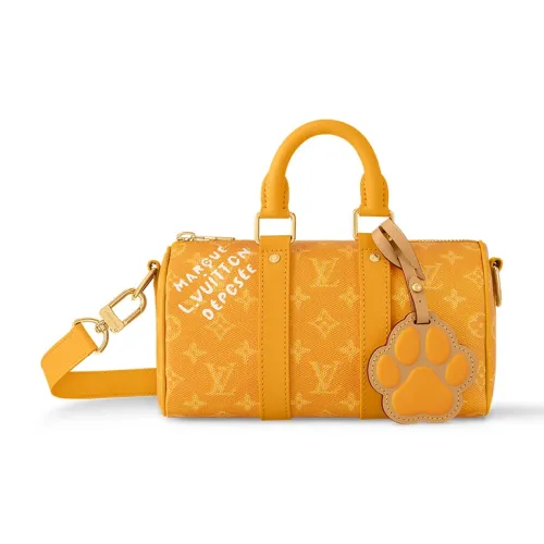 LOUIS VUITTON Keepall Кожаная отделка Сумка Сумка через плечо Сумка через плечо Мужская Желтая