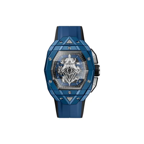 HUBLOT SANG BLEU Tattoo Collection Автоматический Механический Механизм Мужские Часы Часы 42 мм Череп Циферблат