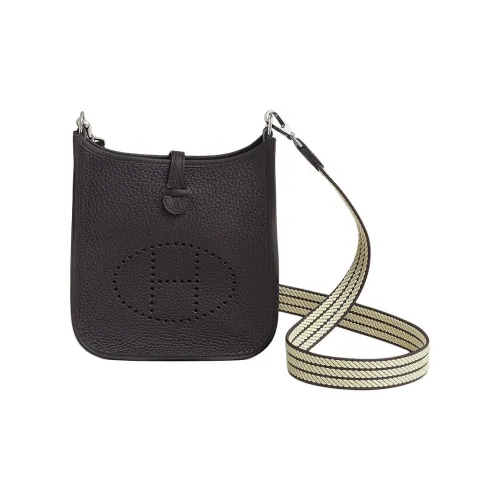 HERMES Evelyne Clemence Bullock Кожа Evelyn Сумка через плечо Унисекс Туманный Серый и черный