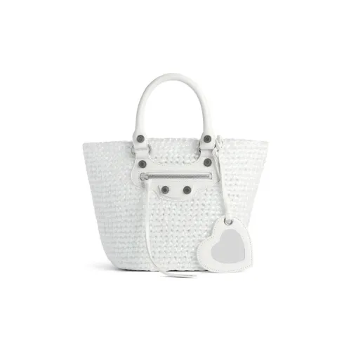 Balenciaga Le Cagole Прозрачный Нейлон с Эффектом Faux Трава Сумка через плечо Сумка Маленькая Женская Белая