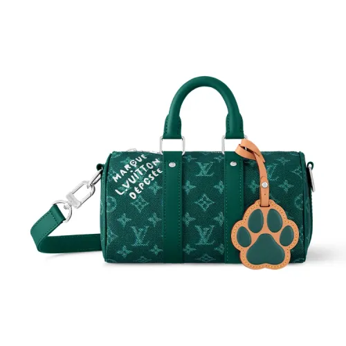 LOUIS VUITTON Keepall Onogram Heritage Покрытый холст Портативный Одно плечо Через плечо Дорожная сумка Стандартная Мужская Зеленая