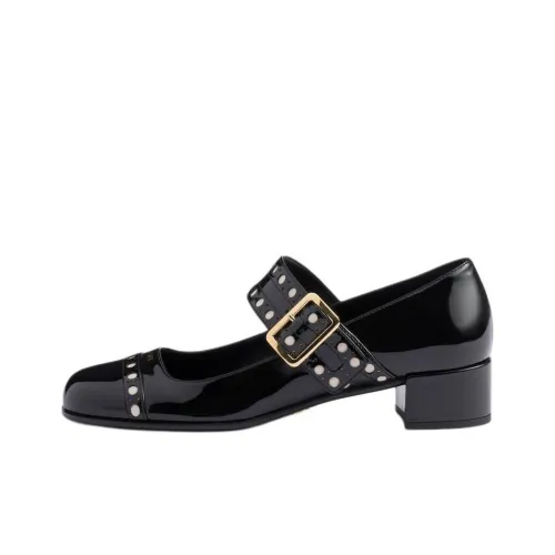 PRADA Патент Квадратный Каблук Mary Jane 3,5 см Женские Черные