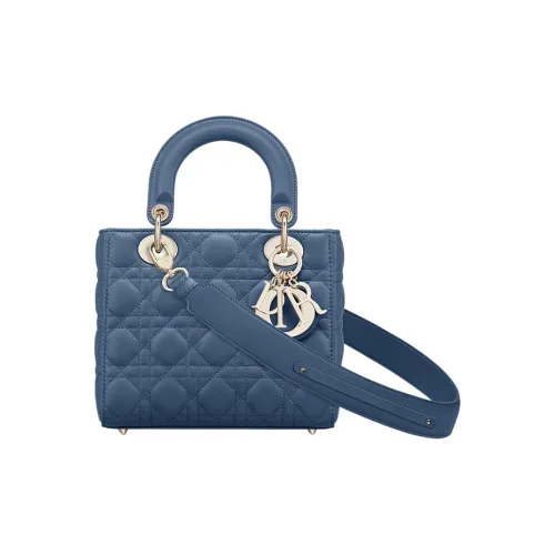 DIOR Lady Dior Плетеный узор Овечья шкура Сумка Lady Dior Сумка через плечо Сумка Мини Женская Джинсовый синий