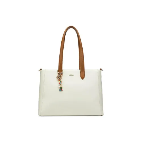 COOGI Коровья кожа Тоут Сумка Сумка для покупок Сумка на плечо Сумка Большая Женская Экрю