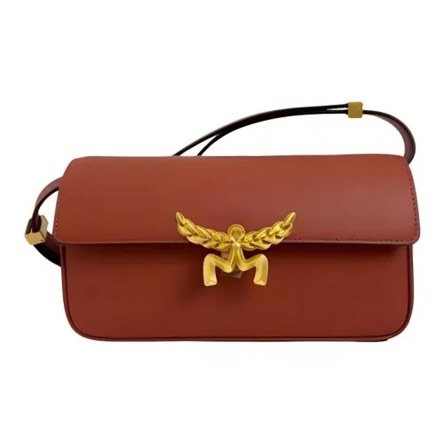 MCM Телячья кожа Кожа Сумка через плечо Сумка на плечо Маленькая Женская Коричневая