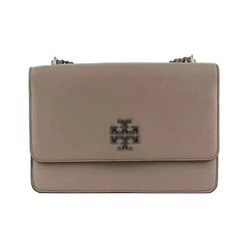 TORY BURCH Britten Зернистая текстура кожа личи коровья кожа аккордеонная сумка сумка через плечо маленькая женская серый