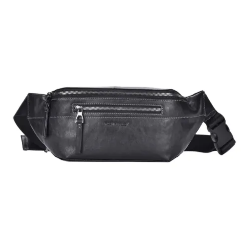 Hush Puppies Коровья кожа Одно плечо Через плечо Бананка Сумка-слинг Большая Мужская Черная