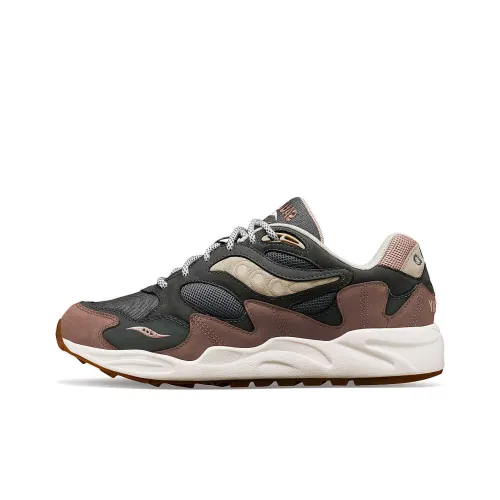 Saucony Grid Shadow 2 Низ Резистентный к истиранию Низкий Топ Беговые кроссовки Унисекс Серый Коричневый
