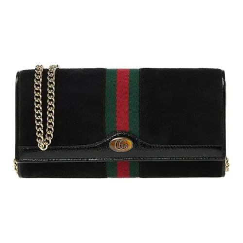 GUCCI Ophidia Замша Пэчворк Лакированная кожа Кошелек Клатч Сумка через плечо Сумка на плечо Женская Черная