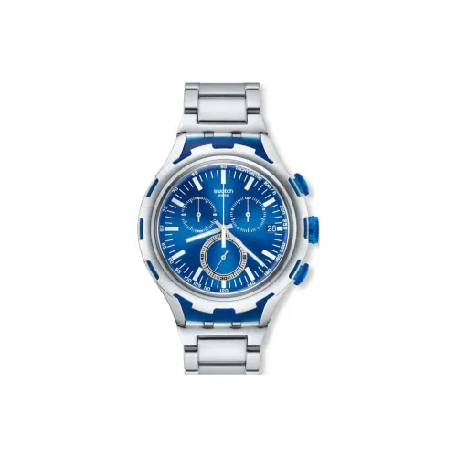 SWATCH Металл X Light Collection Кварцевый механизм Мужские часы Часы 45 мм Синий циферблат Алюминиевый корпус Часы Алюминиевый ремешок