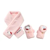 Розовый/Hello Kitty [Двухкомпонентный комплект] Плюшевый шарф + перчатка с откидным крылом