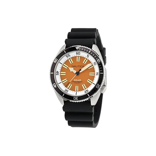 NAUTICA Наручные часы Кварцевый механизм Силиконовый ремешок 44 мм Апельсин Циферблат Часы Мужские часы
