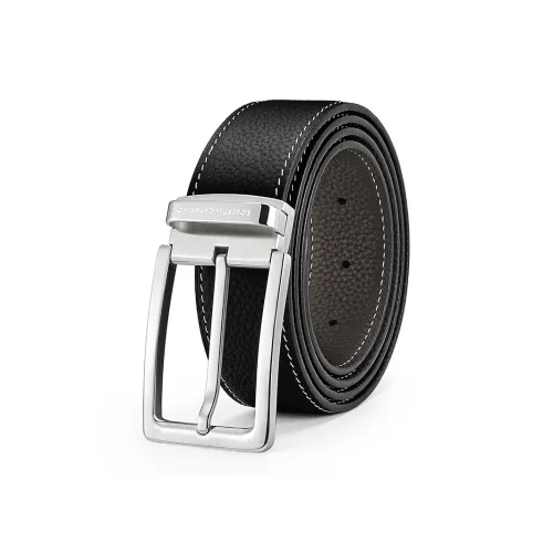 Roberta Di Camerino Ремни из крупнозернистой текстуры коровьей кожи мужской черный 3,4 см