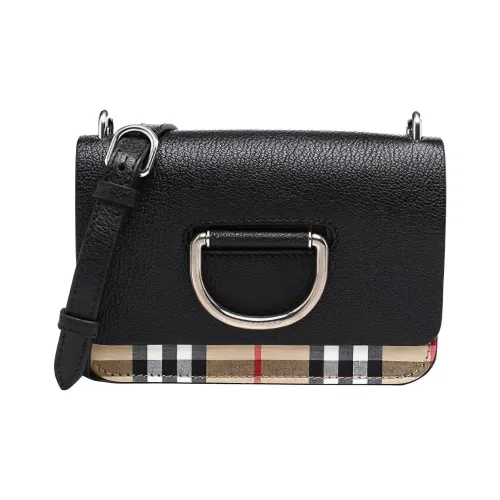 Burberry Винтаж Клетка с кожаными вставками тип кольцо сумка сумка через плечо мини женский черный