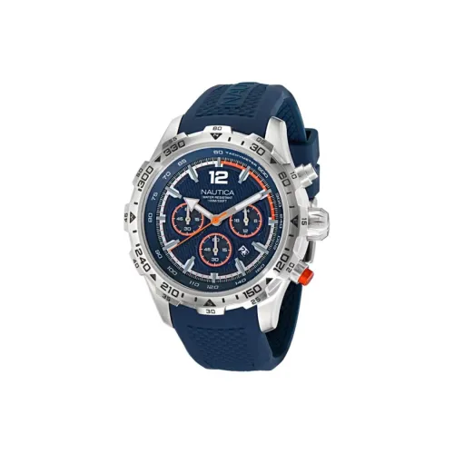 NAUTICA Наручные часы Кварцевый механизм Резиновый ремешок 46 мм Синий циферблат Мужские часы