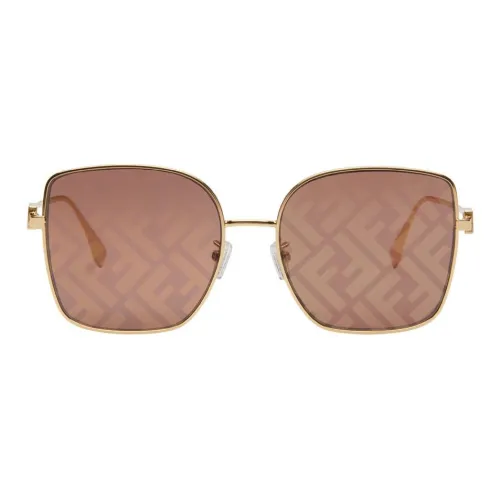 FENDI Металл Квадрат Солнцезащитные очки Унисекс Золото