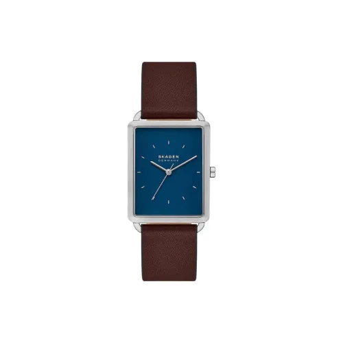 SKAGEN Watch Кварцевый механизм Кожаный ремешок 36 мм Синий циферблат Унисекс