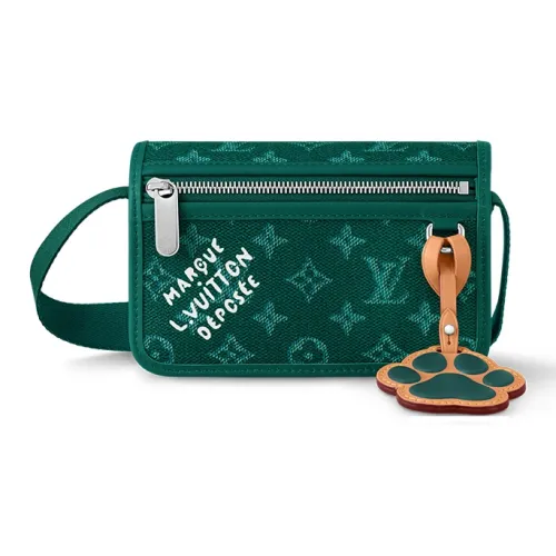 LOUIS VUITTON Bosphore Монограмма Heritage Покрытый холст Сумка через плечо Мужская Зеленая