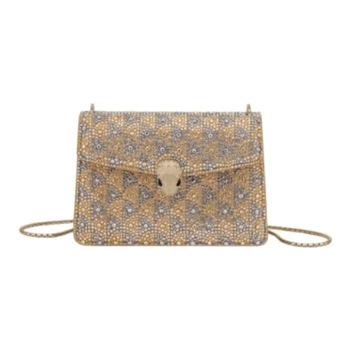 BVLGARI Serpenti Forever Series Кристальная сумка через плечо сумка на плечо мини женская светло-золотая