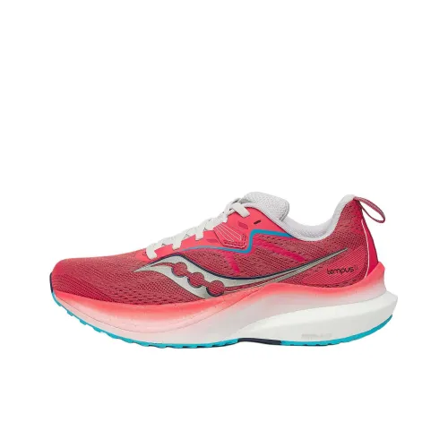 Saucony Tempus TanTu 2 Slip-resistant Abrasion-resistant Low-top Беговые кроссовки Женские Красный Серебряный