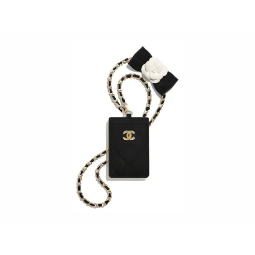 CHANEL Lambskin Картхолдер Ожерелье Сумочка для украшений Женские Черный