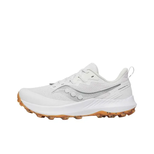 Saucony PEREGRINE 14 Противоскользящие Устойчивые к истиранию Низкие Кроссовки для бега по пересеченной местности Женские Белые