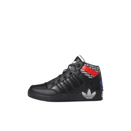 Adidas Originals Hardcourt Slip Resistant Abrasion Resistant High Top Детские Баскетбольные кроссовки Черный