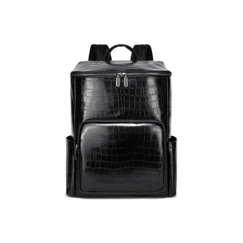 FAIRWHALE Рюкзак из крупнозернистой текстуры коровьей кожи большой мужской черный