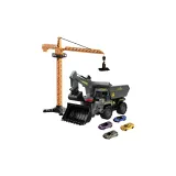 Черный Трансформируемый Инженерный Транспорт +4 Маленькие Автомобили + Журавль