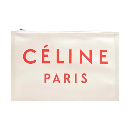 CELINE Холщовая сумка клатч большая Женская белая