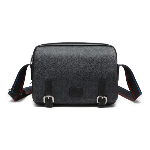 SEPTWOLVES Сумка через плечо из искусственной кожи с коровьей кожей обычная мужская черная