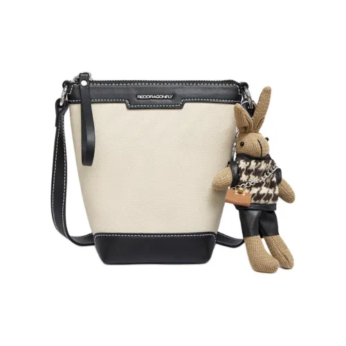 RED DRAGONFLY Корова Кожа Ведро-Формовая Сумка Через плечо Одно плечо Сумка Маленькая Женская Бежевая