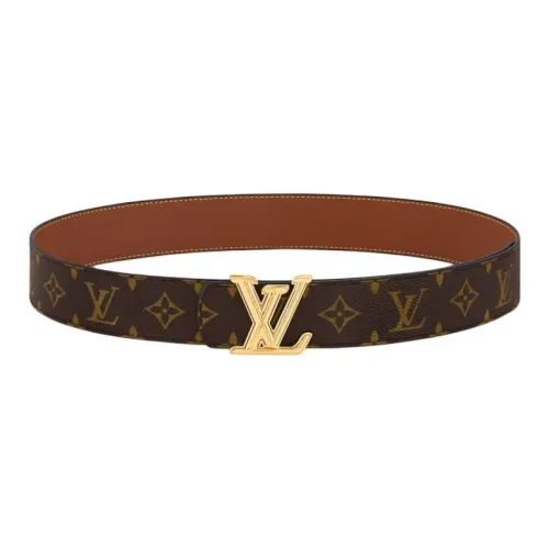 LOUIS VUITTON Ремни из холщовой кожи Мужской Коричневый Ширина 4CM