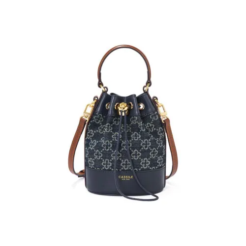 CASSILE Деним Одно плечо Через плечо Маленькая сумка Портативная Деним Холщовая Сумка Маленькая Женская Королевский синий с Коньяком